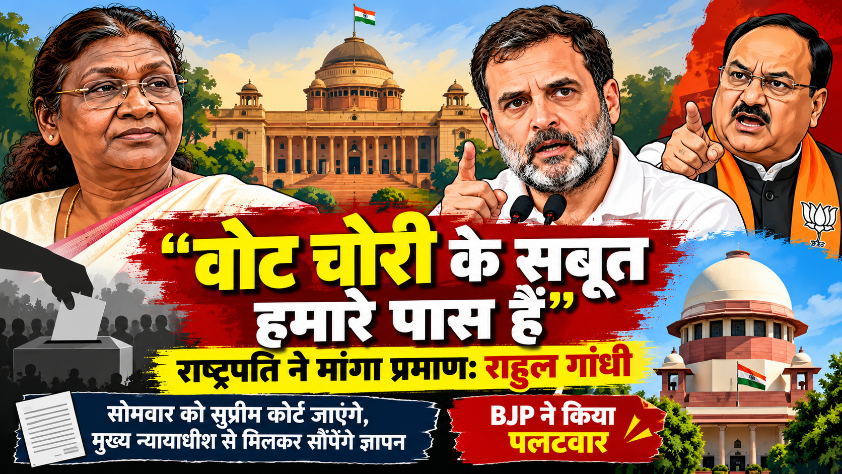 वोट चोरी के सबूत हमारे पास हैं, राष्ट्रपति ने मांगा प्रमाण: राहुल गांधी; BJP ने किया पलटवार